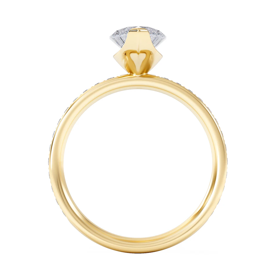 Origin 2.25ct Marquise Cut Lab Diamond Solitaire Engagement Ring with Side Stones in 18K Yellow Gold