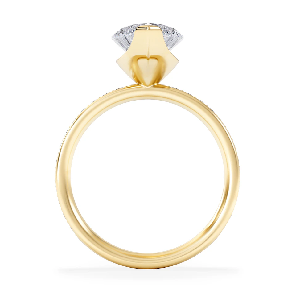 Origin 3.30ct Marquise Cut Lab Diamond Solitaire Engagement Ring with Side Stones in 18K Yellow Gold