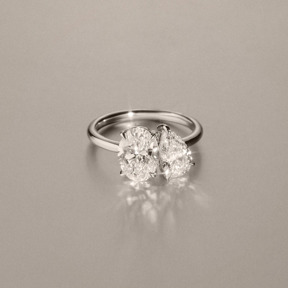 Toi Et Moi 3.00ct Oval and Pear Cut Lab Diamond Engagement Ring in Platinum