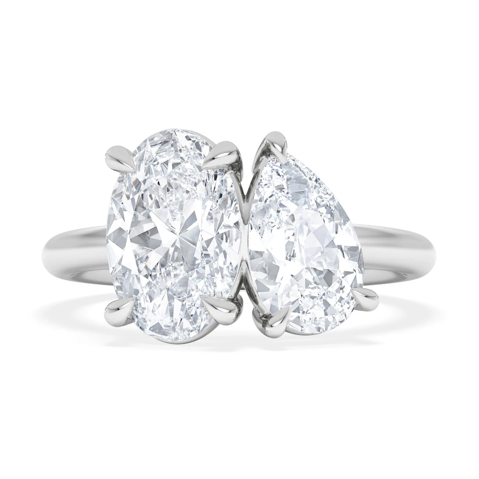 Toi Et Moi 3.00ct Oval and Pear Cut Lab Diamond Engagement Ring in Platinum