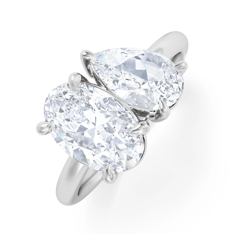 Toi Et Moi 3.00ct Oval and Pear Cut Lab Diamond Engagement Ring in Platinum