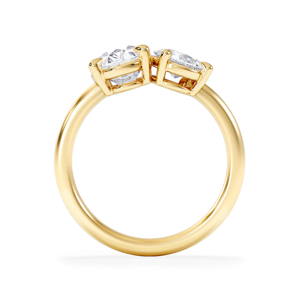 Toi Et Moi 3.00ct Oval and Pear Cut Lab Diamond Engagement Ring in 18K Yellow Gold