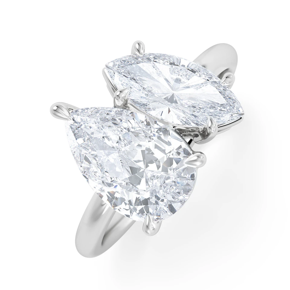 Toi Et Moi 3.00ct Pear and Marquise Cut Lab Diamond Engagement Ring in Platinum