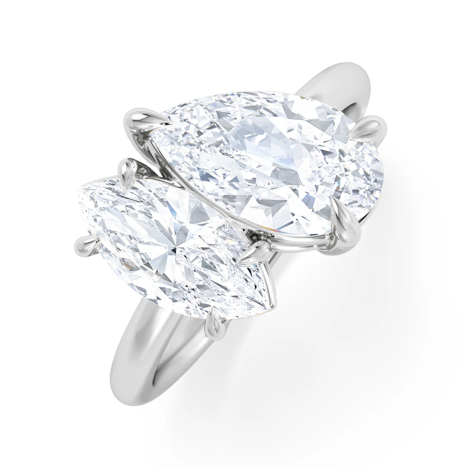 Toi Et Moi 3.00ct Pear and Marquise Cut Lab Diamond Engagement Ring in Platinum