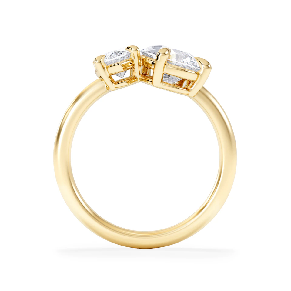 Toi Et Moi 3.00ct Pear and Marquise Cut Lab Diamond Engagement Ring in 18K Yellow Gold