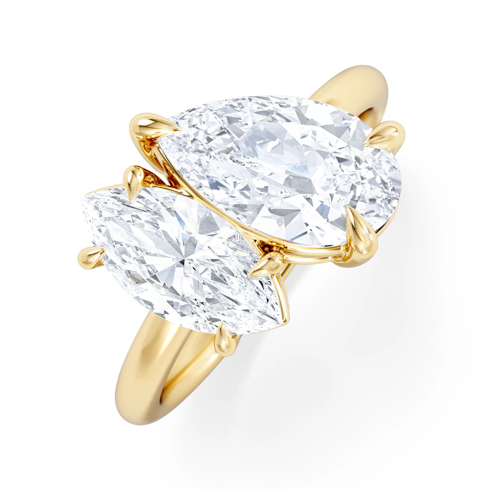 Toi Et Moi 3.00ct Pear and Marquise Cut Lab Diamond Engagement Ring in 18K Yellow Gold