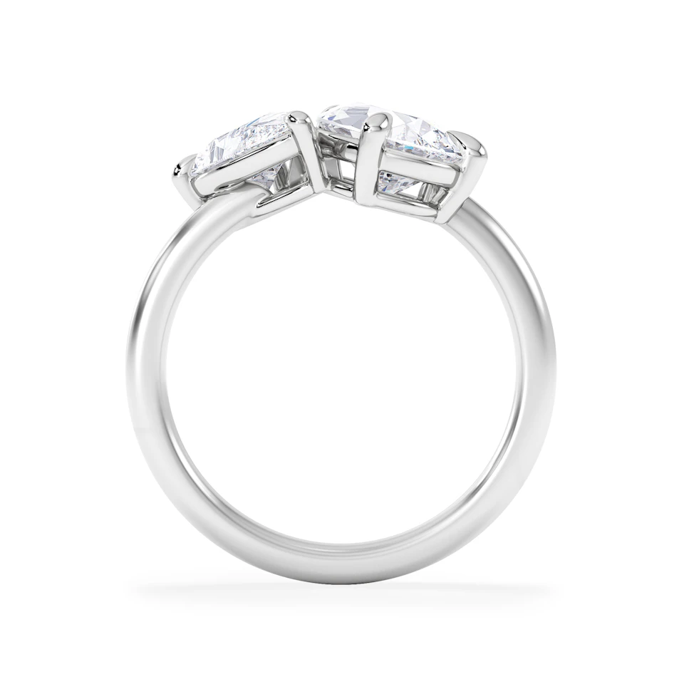 Toi Et Moi 3.00ct Pear Cut Lab Diamond Engagement Ring in Platinum