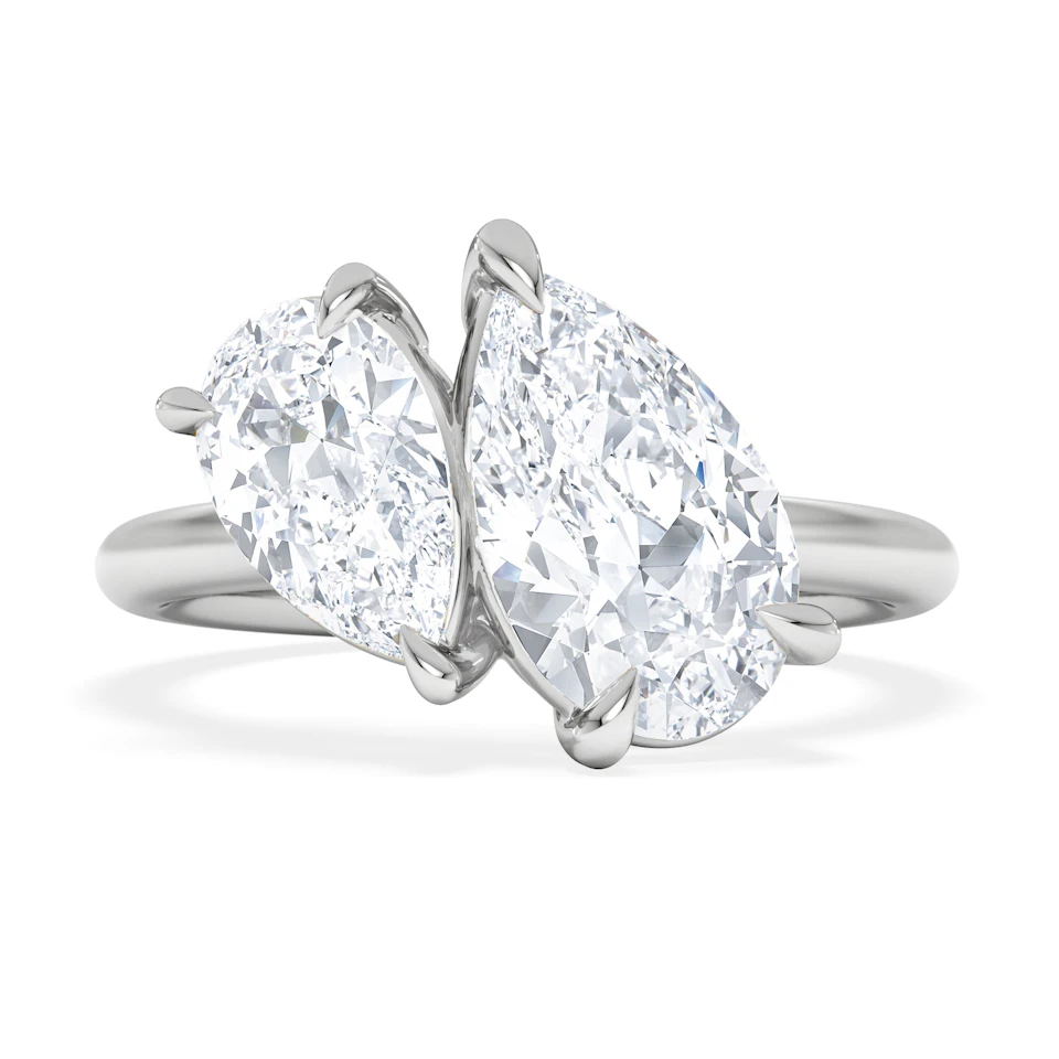 Toi Et Moi 3.00ct Pear Cut Lab Diamond Engagement Ring in Platinum