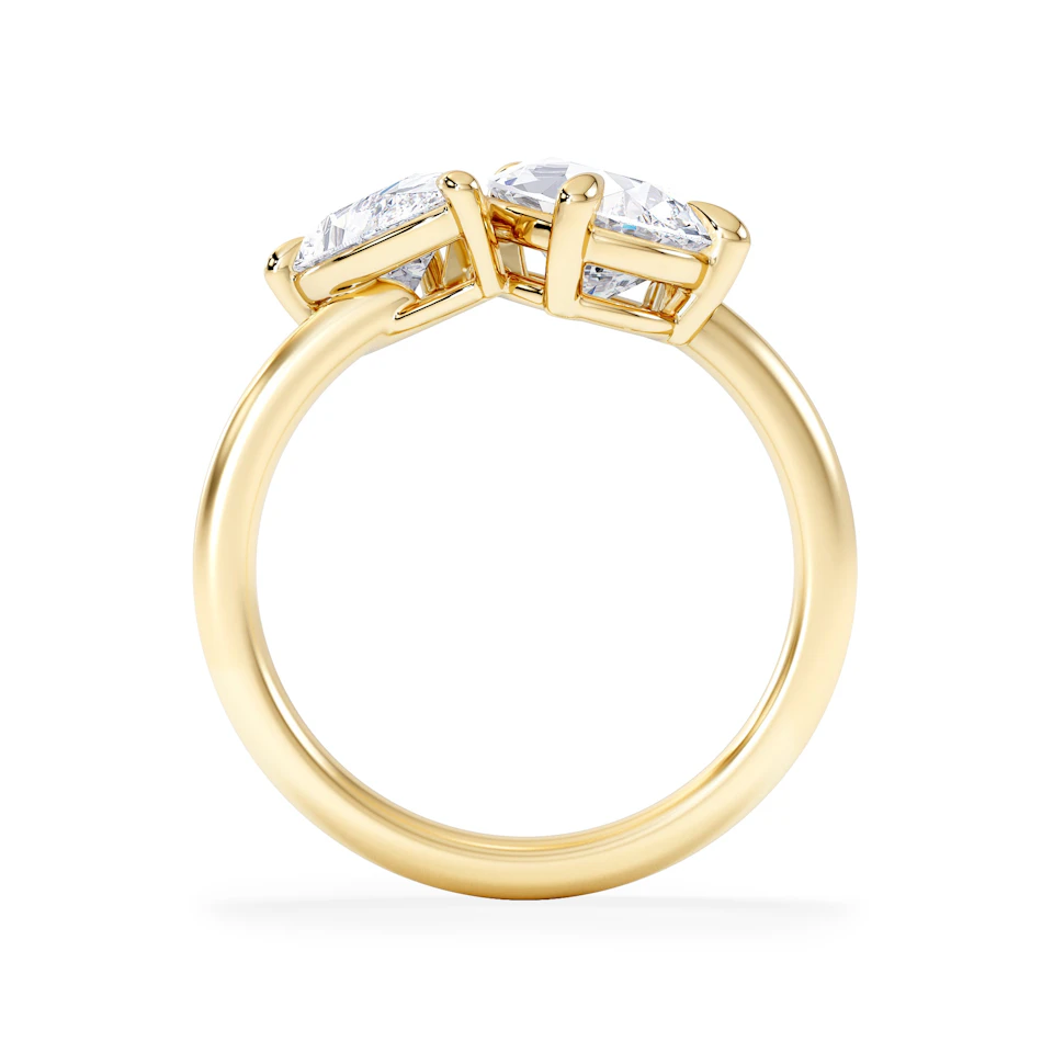 Toi Et Moi 3.00ct Pear Cut Lab Diamond Engagement Ring in 18K Yellow Gold