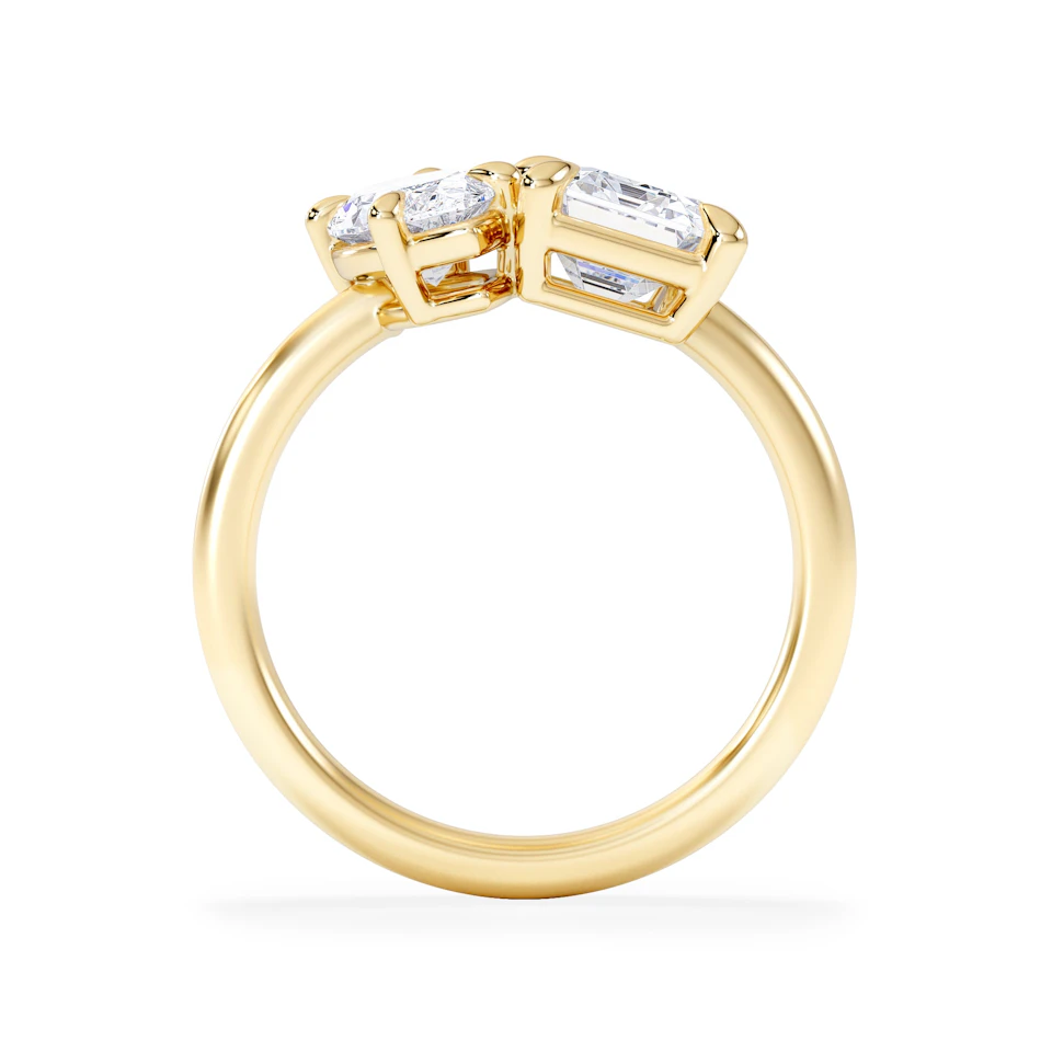 Toi Et Moi 3.00ct Marquise and Emerald Cut Lab Diamond Engagement Ring in 18K Yellow Gold