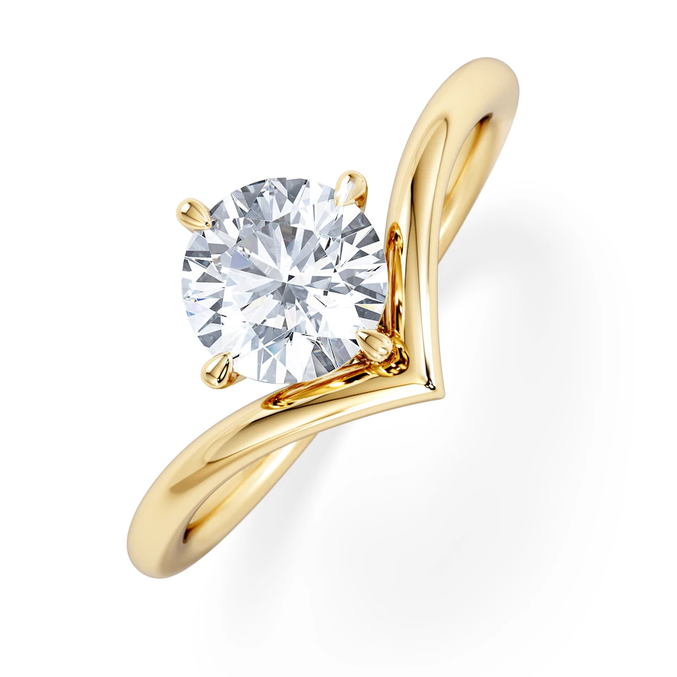 Vela 1.00ct Round Cut Lab Diamond Solitaire Engagement Ring in 18K Yellow Gold