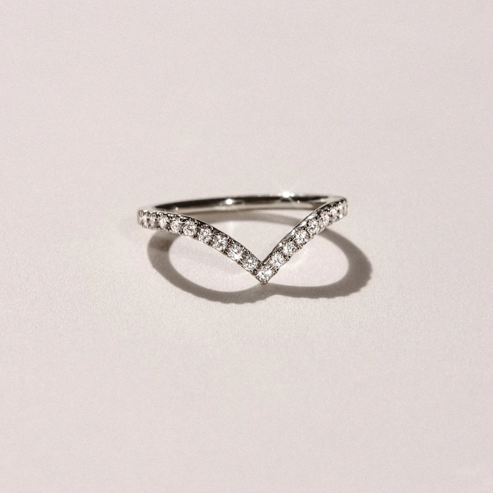 Vela 0.35ct Round Cut Lab Diamond Wishbone Wedding Ring in Platinum