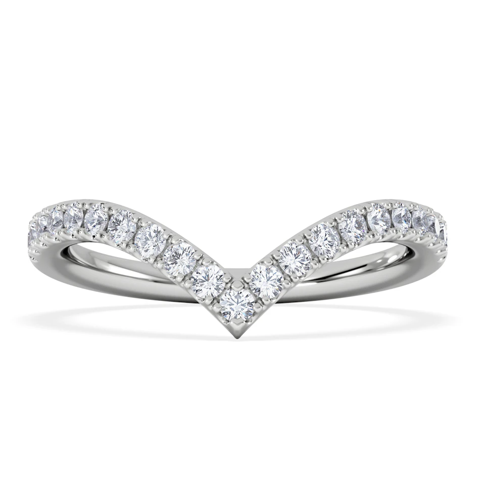 Vela 0.35ct Round Cut Lab Diamond Wishbone Wedding Ring in Platinum