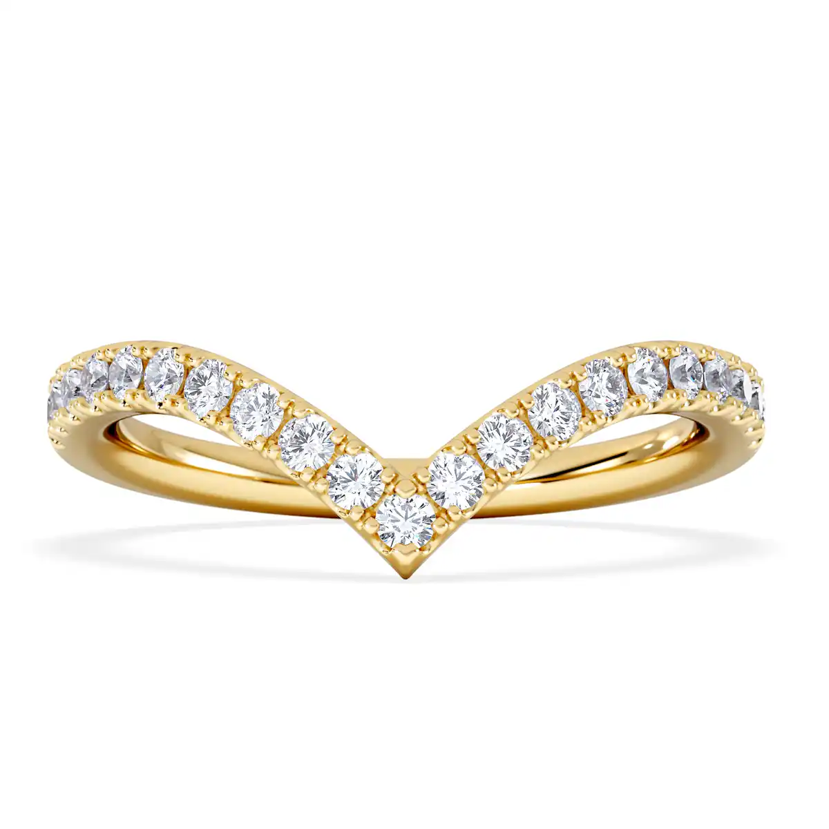 Vela 0.35ct Round Cut Lab Diamond Wishbone Wedding Ring in 18K Yellow Gold