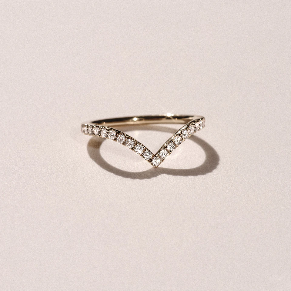 Vela 0.35ct Round Cut Lab Diamond Wishbone Wedding Ring in 18K Yellow Gold