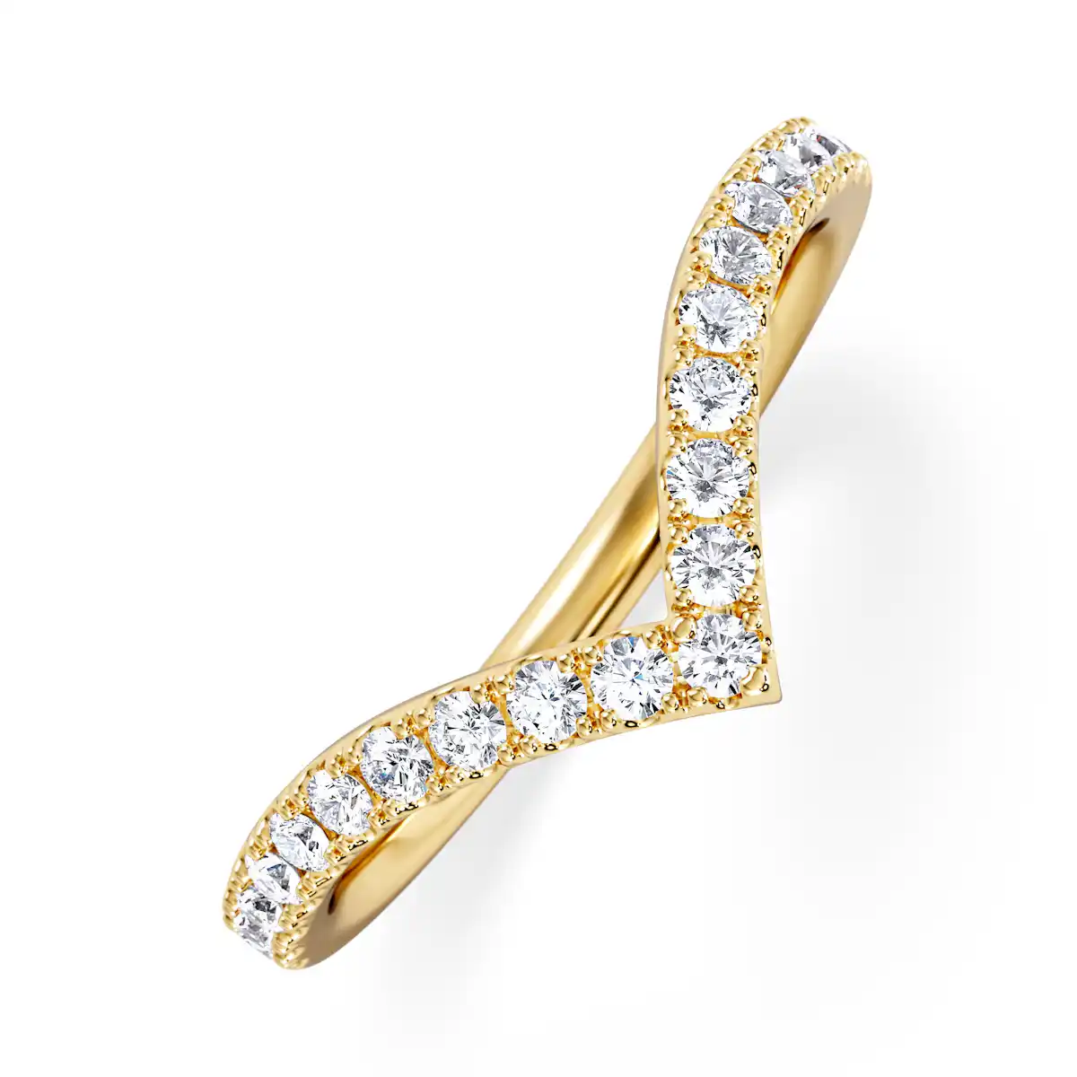 Vela 0.35ct Round Cut Lab Diamond Wishbone Wedding Ring in 18K Yellow Gold