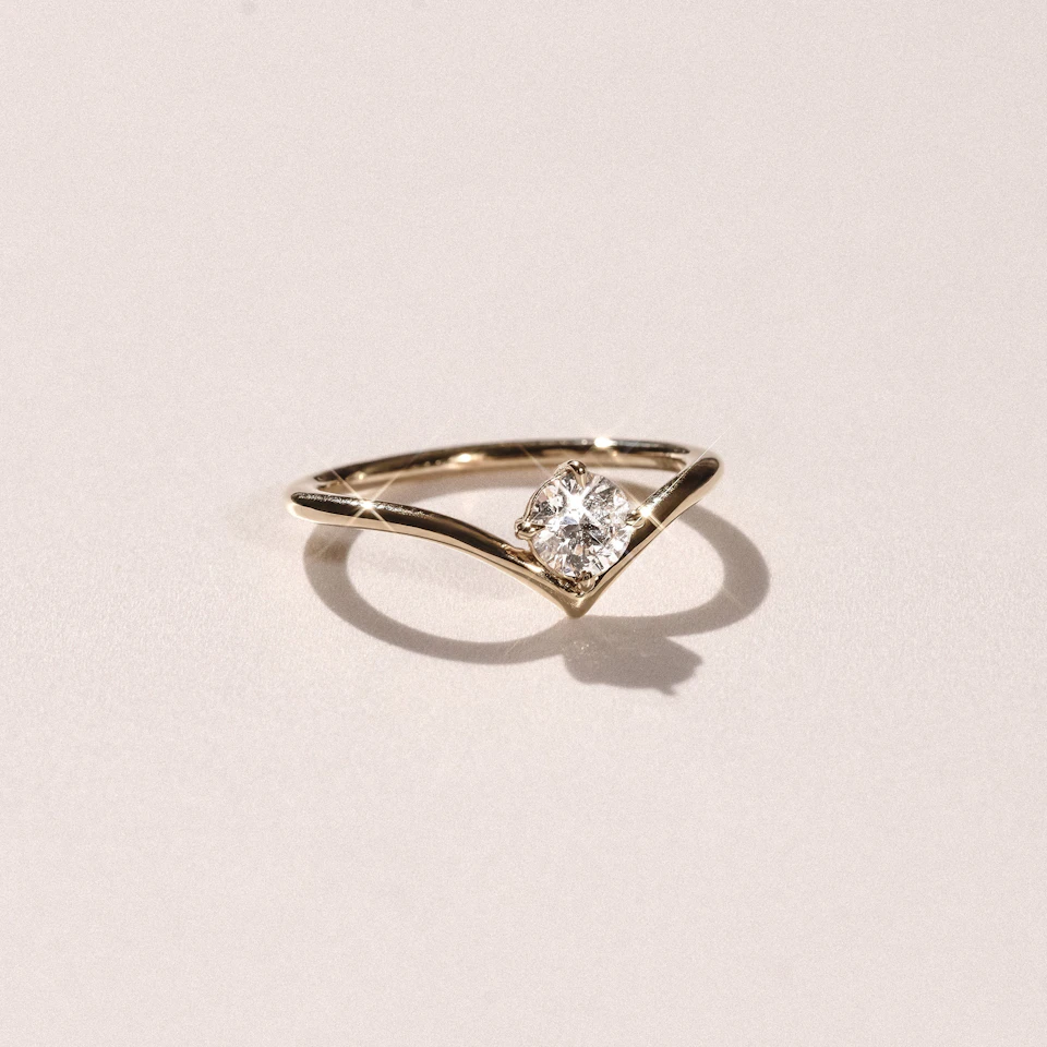Vela 0.50ct Round Cut Lab Diamond Solitaire Engagement Ring in 18K Yellow Gold