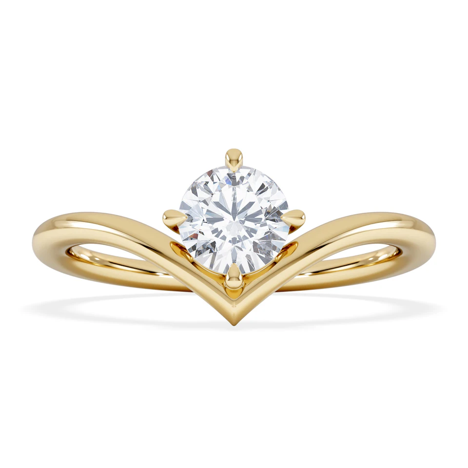 Vela 0.50ct Round Cut Lab Diamond Solitaire Engagement Ring in 18K Yellow Gold