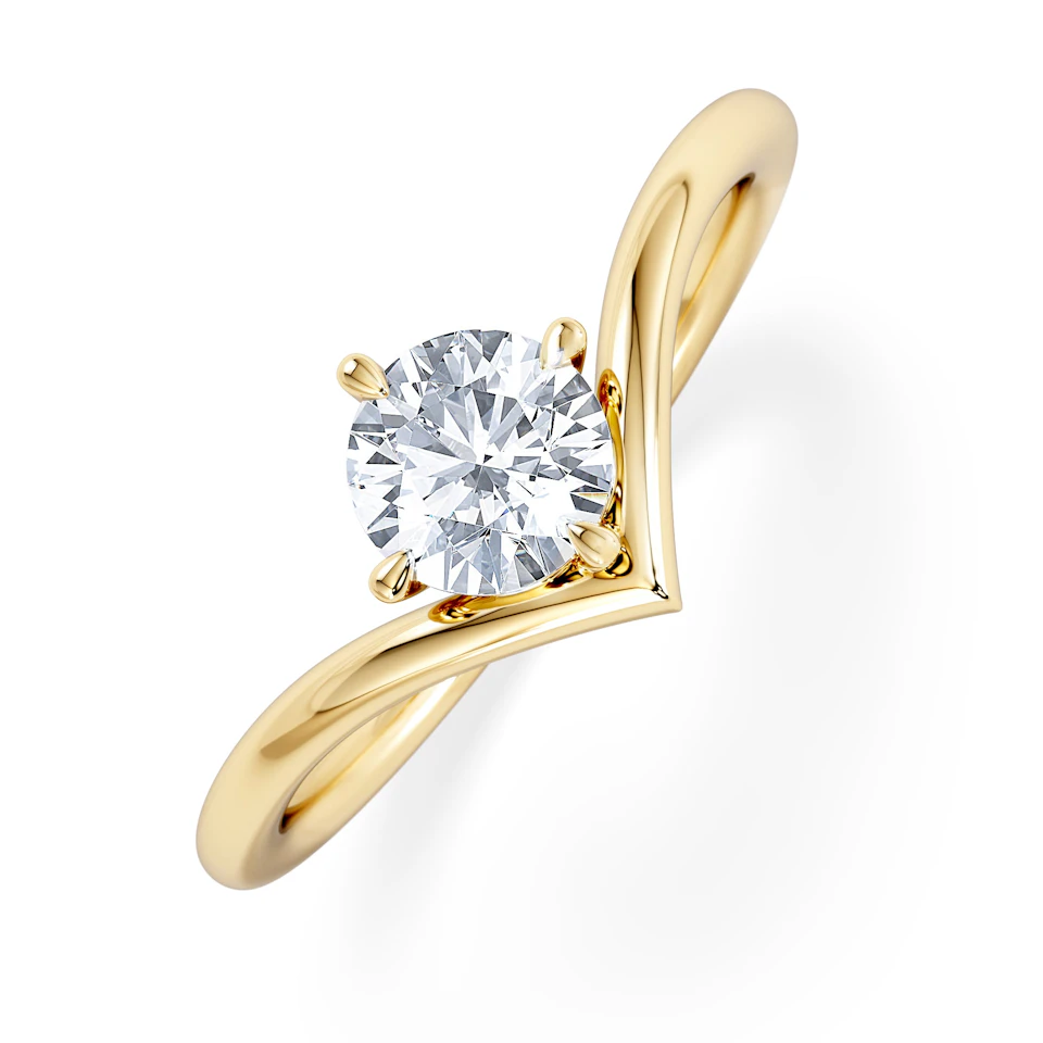 Vela 0.50ct Round Cut Lab Diamond Solitaire Engagement Ring in 18K Yellow Gold