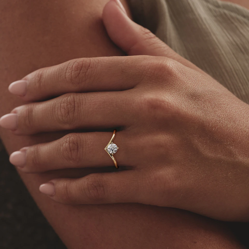 Vela 0.50ct Round Cut Lab Diamond Solitaire Engagement Ring in 18K Yellow Gold