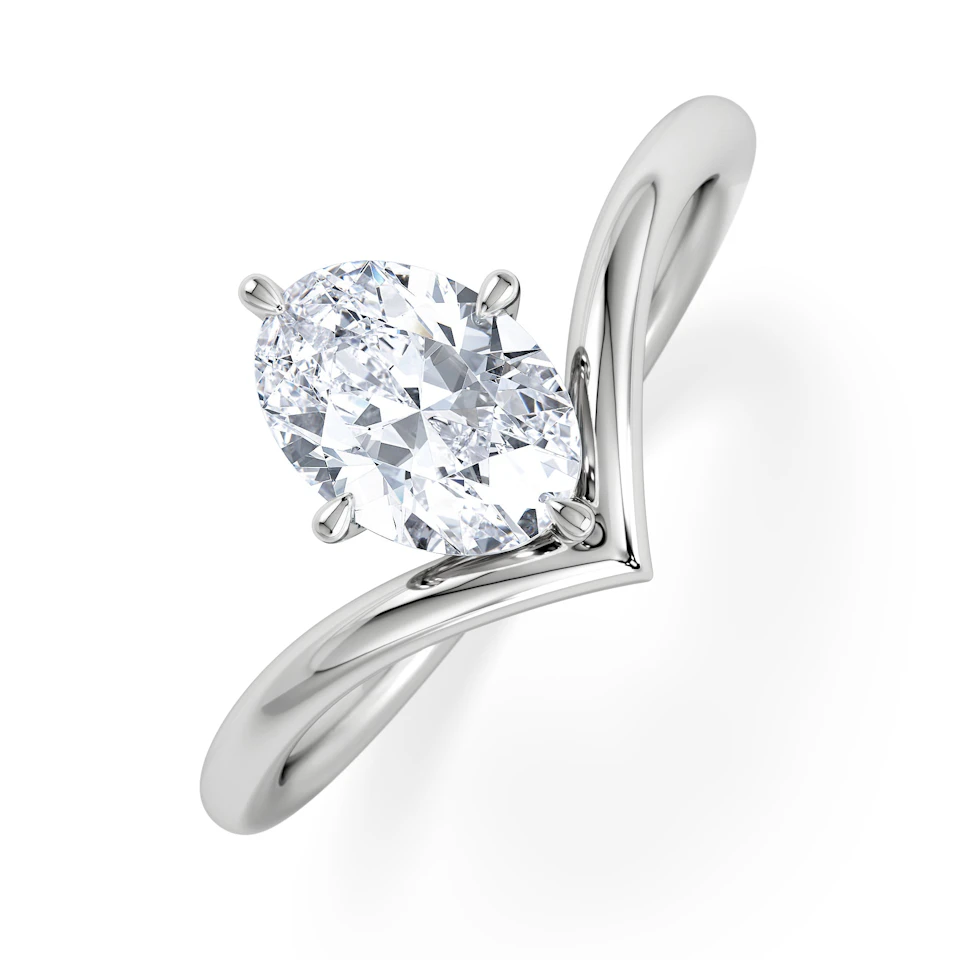 Vela 1.00ct Oval Cut Lab Diamond Solitaire Engagement Ring in Platinum