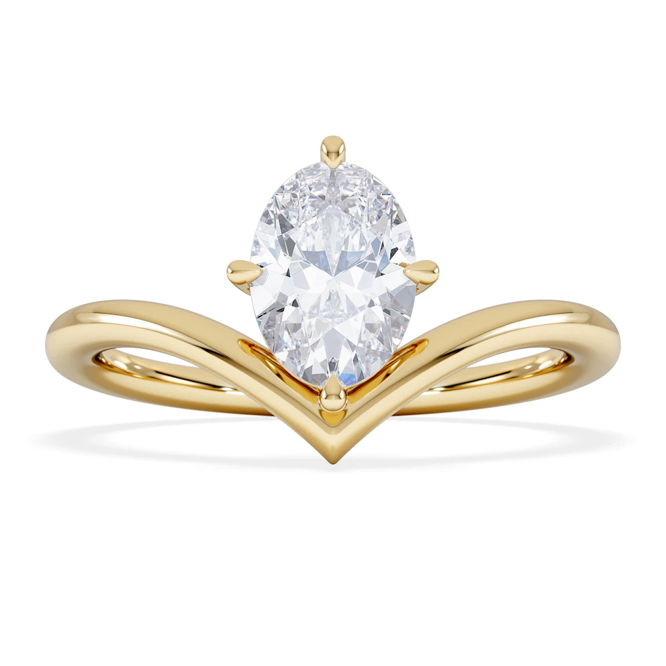 Vela 1.00ct Oval Cut Lab Diamond Solitaire Engagement Ring in 18K Yellow Gold