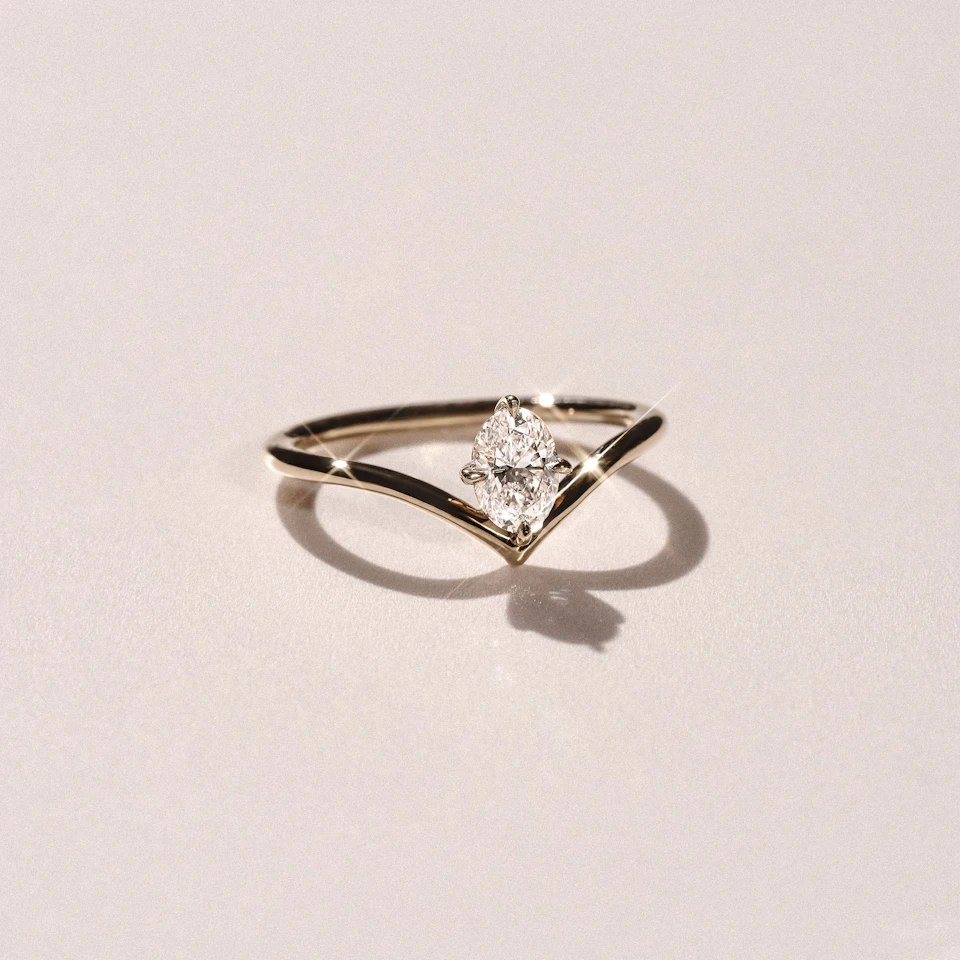 Vela 0.50ct Oval Cut Lab Diamond Solitaire Engagement Ring in 18K Yellow Gold