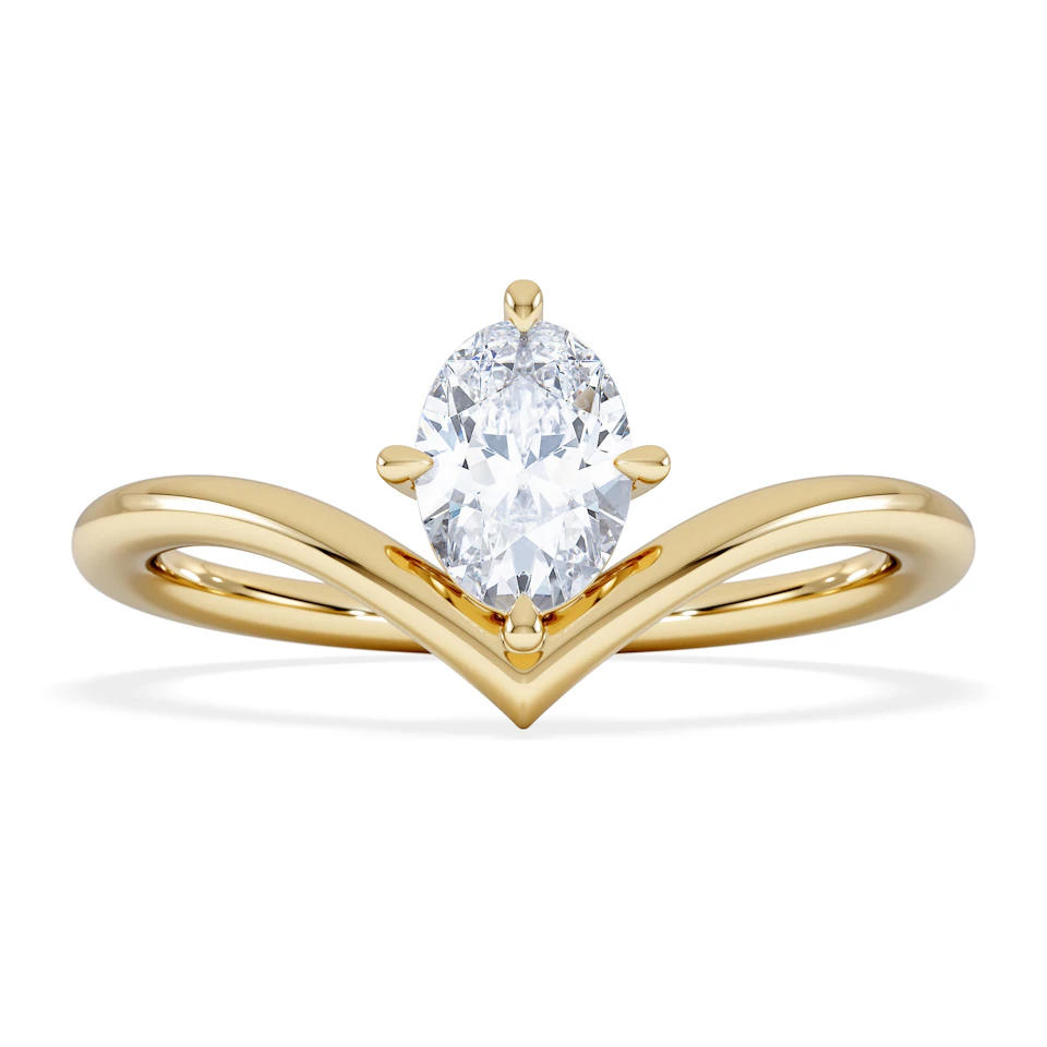 Vela 0.50ct Oval Cut Lab Diamond Solitaire Engagement Ring in 18K Yellow Gold