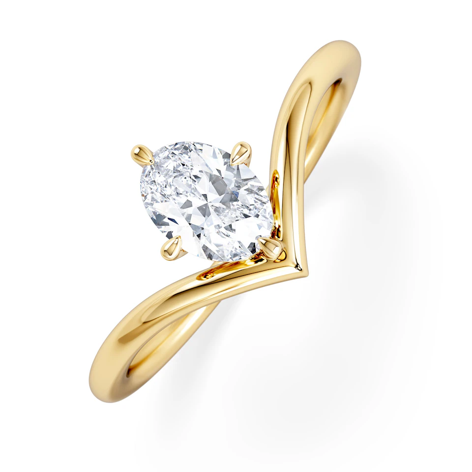 Vela 0.50ct Oval Cut Lab Diamond Solitaire Engagement Ring in 18K Yellow Gold