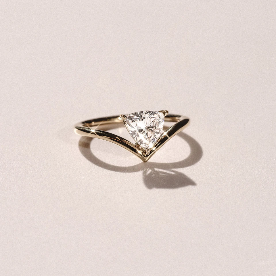 Vela 1.00ct Trillion Cut Lab Diamond Solitaire Engagement Ring in 18K Yellow Gold