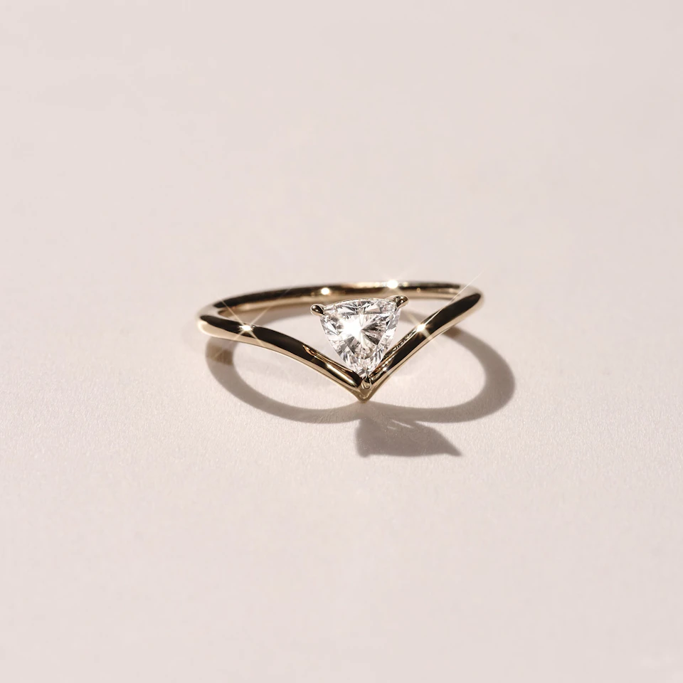 Vela 0.50ct Trillion Cut Lab Diamond Solitaire Engagement Ring in 18K Yellow Gold