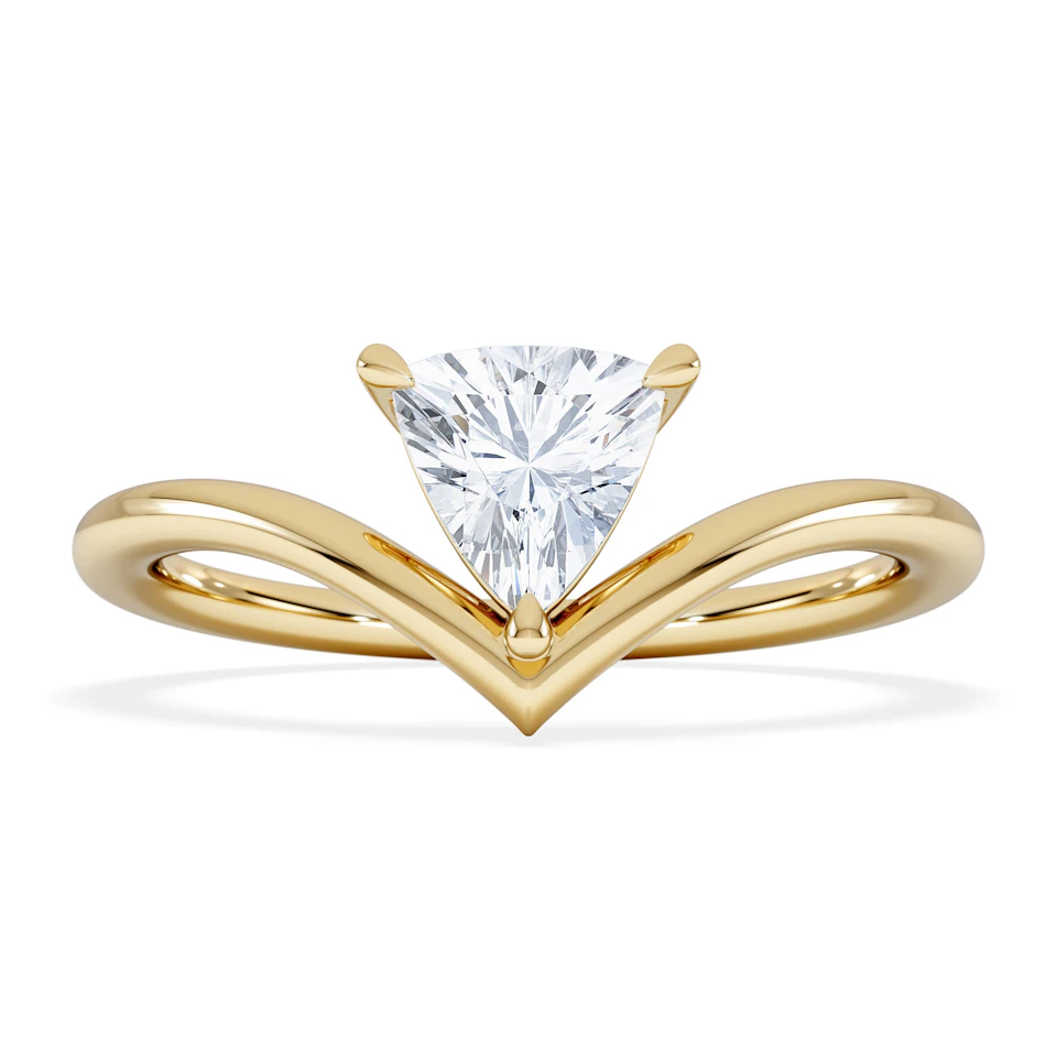Vela 0.50ct Trillion Cut Lab Diamond Solitaire Engagement Ring in 18K Yellow Gold