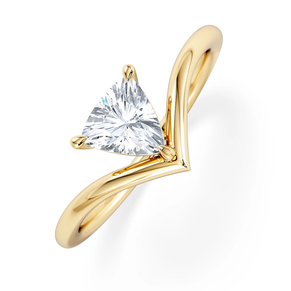 Vela 0.50ct Trillion Cut Lab Diamond Solitaire Engagement Ring in 18K Yellow Gold