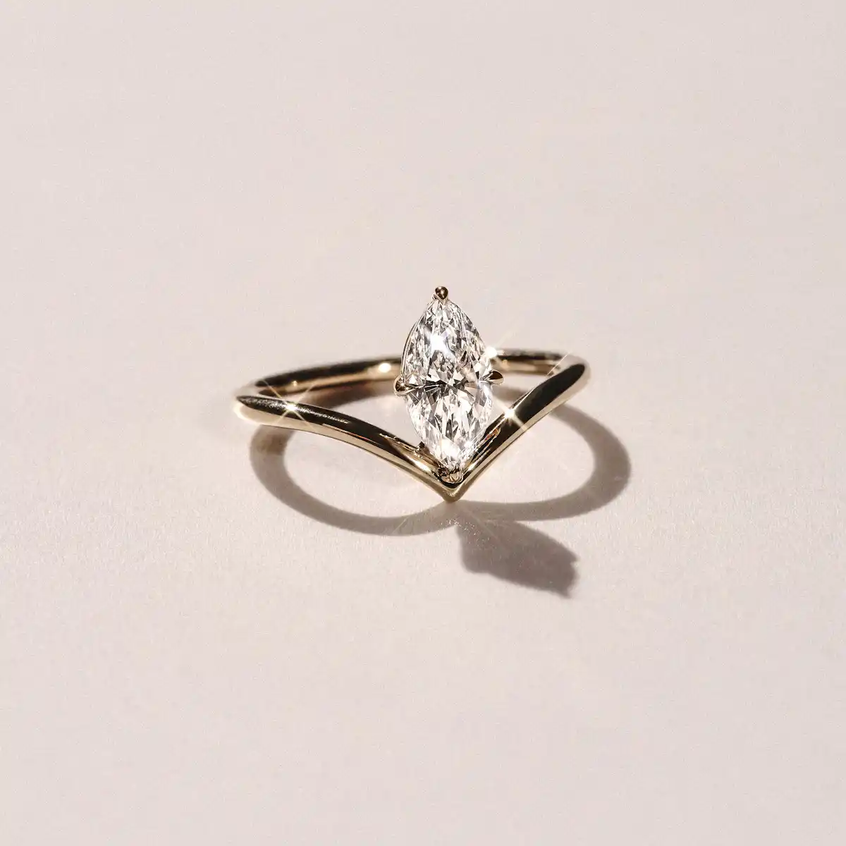 Vela 1.00ct Marquise Cut Lab Diamond Solitaire Engagement Ring in 18K Yellow Gold