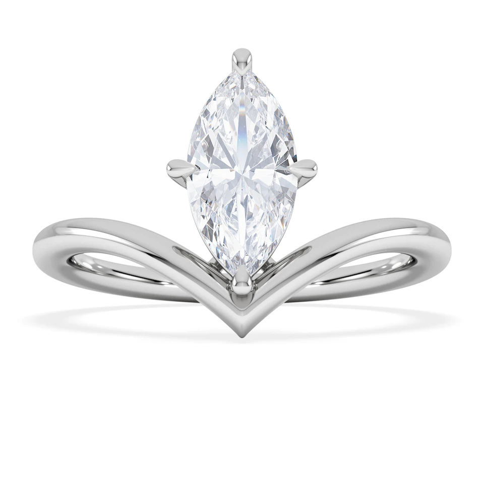 Vela 1.00ct Marquise Cut Lab Diamond Solitaire Engagement Ring in Platinum