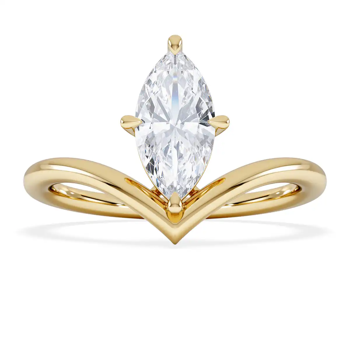 Vela 1.00ct Marquise Cut Lab Diamond Solitaire Engagement Ring in 18K Yellow Gold