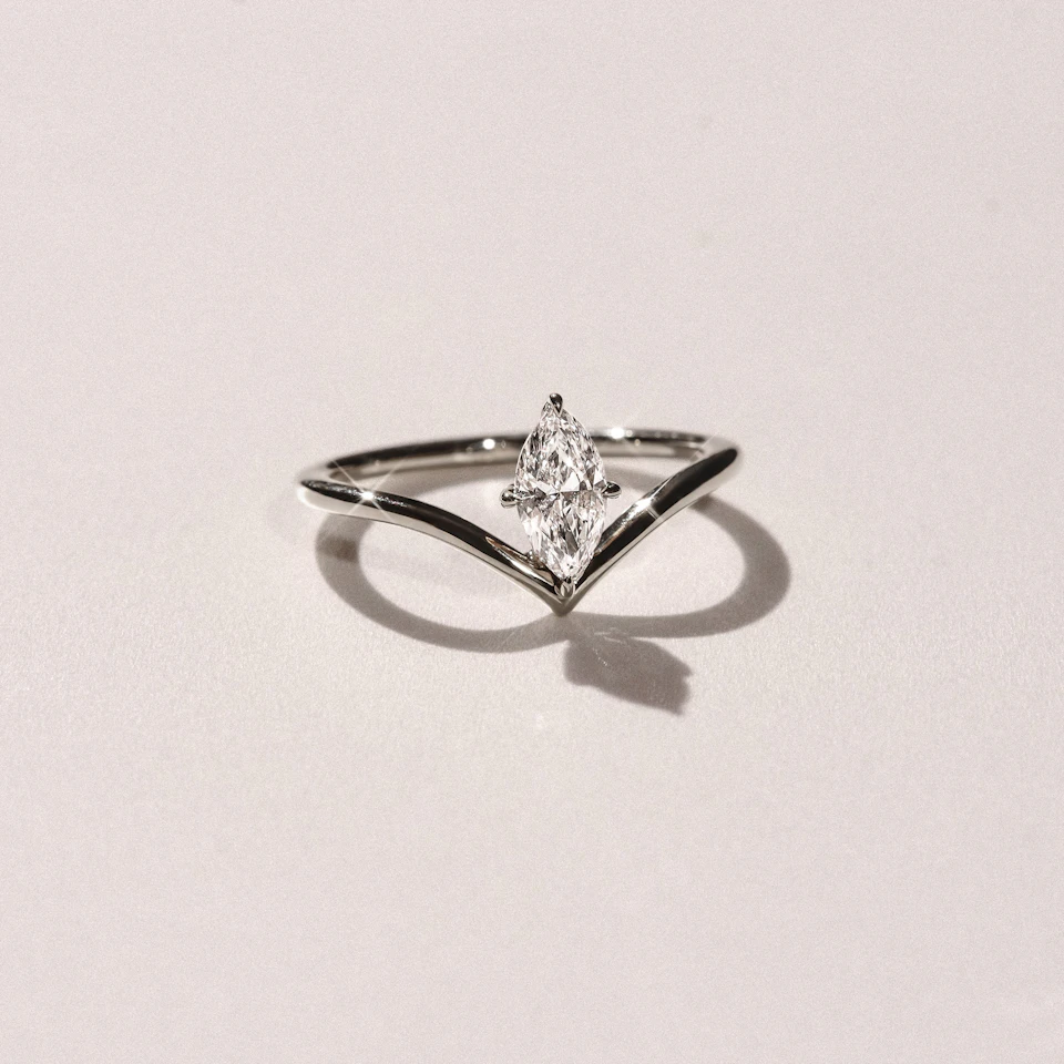 Vela 0.50ct Marquise Cut Lab Diamond Solitaire Engagement Ring in Platinum