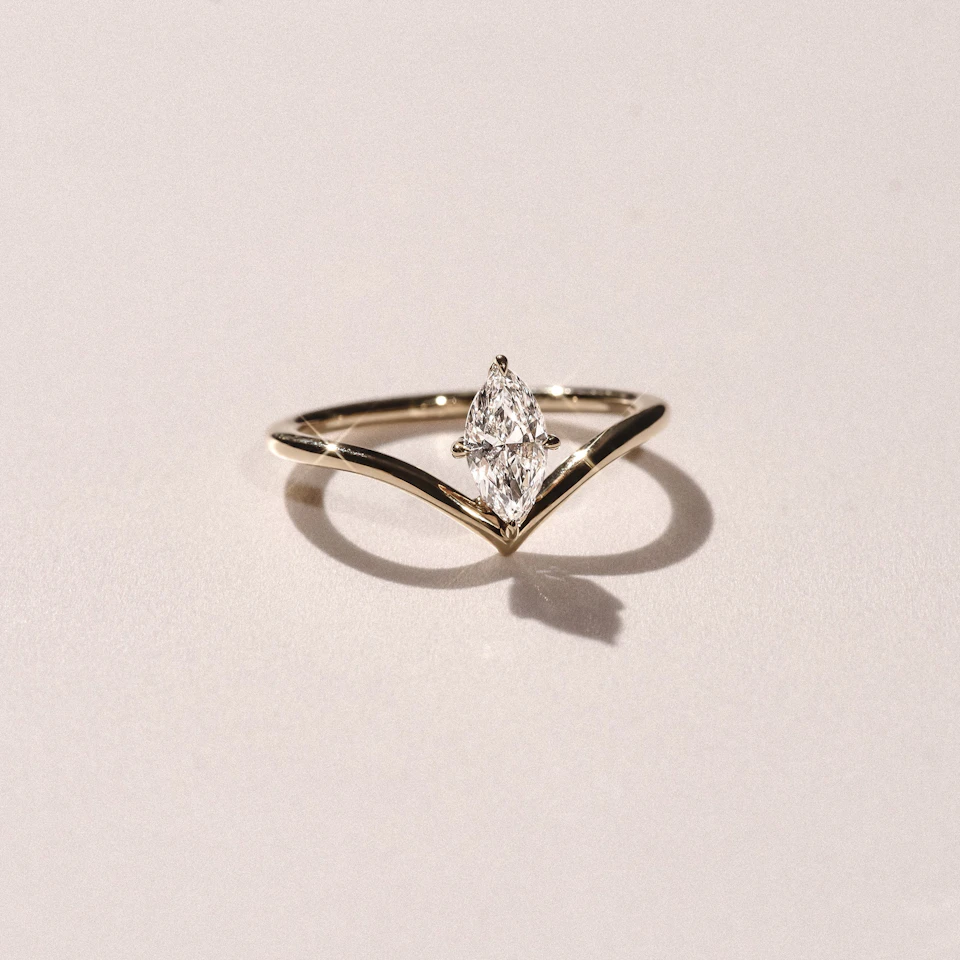 Vela 0.50ct Marquise Cut Lab Diamond Solitaire Engagement Ring in 18K Yellow Gold