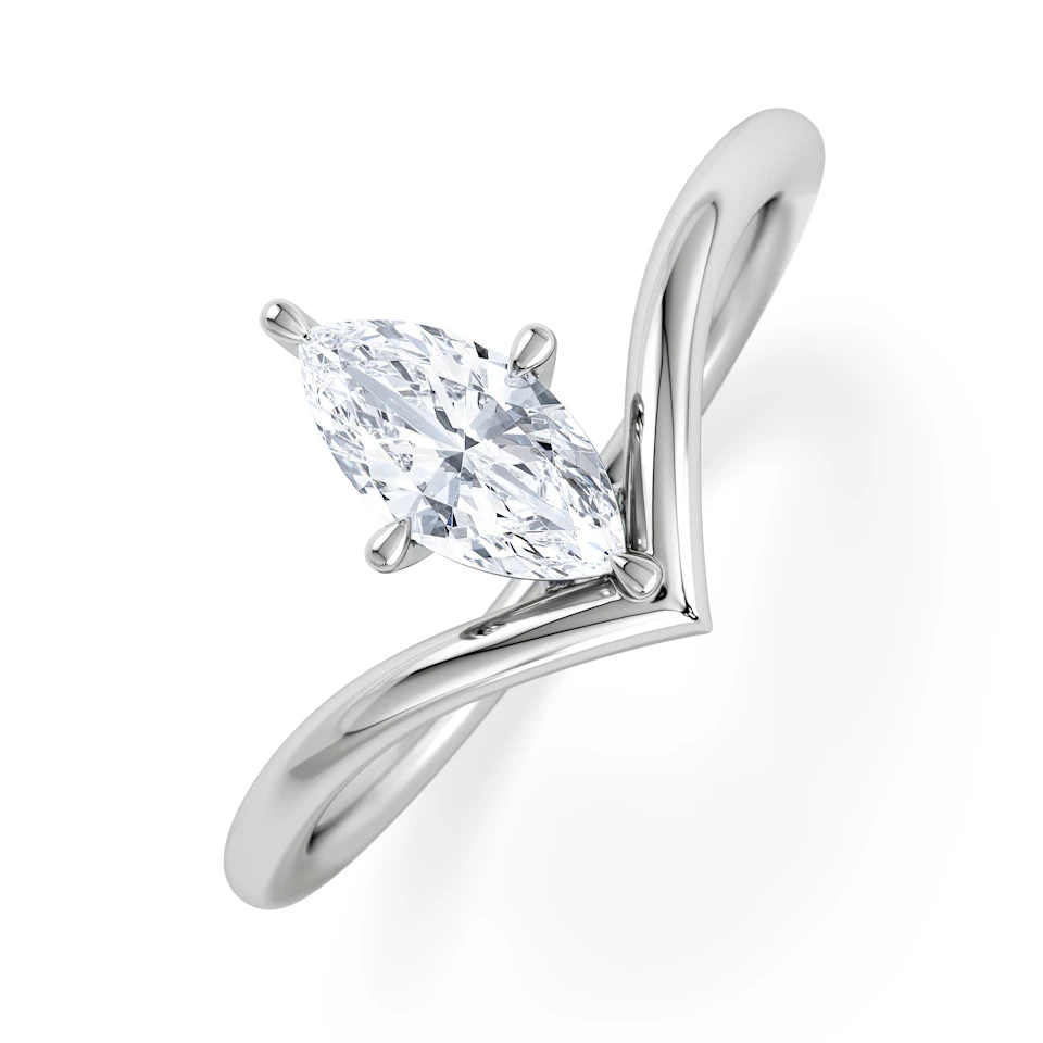 Vela 0.50ct Marquise Cut Lab Diamond Solitaire Engagement Ring in Platinum
