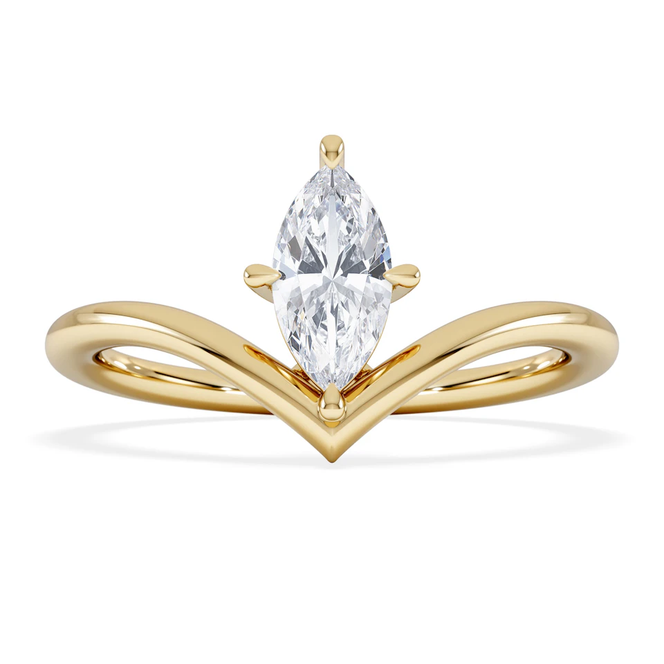 Vela 0.50ct Marquise Cut Lab Diamond Solitaire Engagement Ring in 18K Yellow Gold