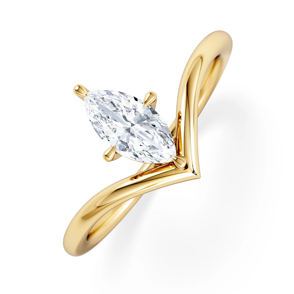 Vela 0.50ct Marquise Cut Lab Diamond Solitaire Engagement Ring in 18K Yellow Gold