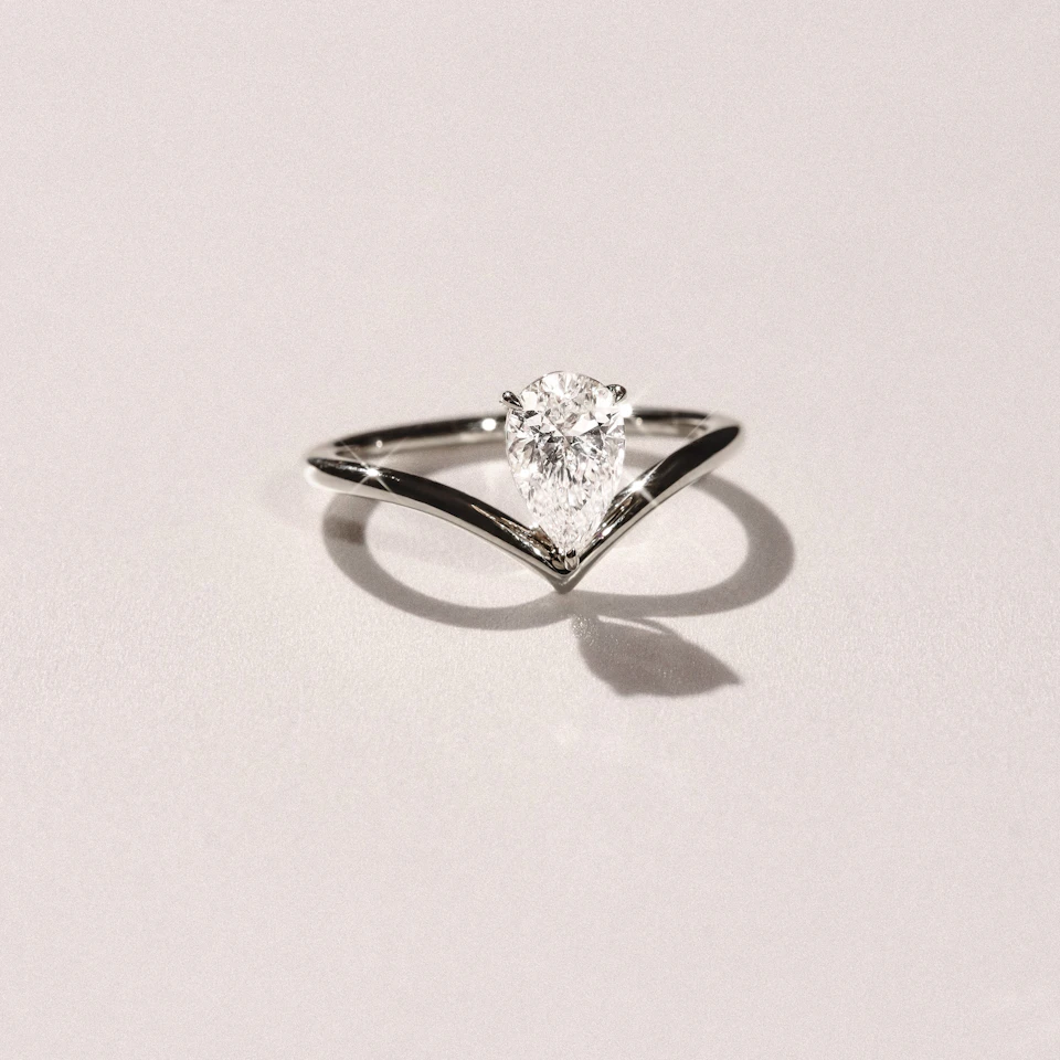 Vela 1.00ct Pear Cut Lab Diamond Solitaire Engagement Ring in Platinum