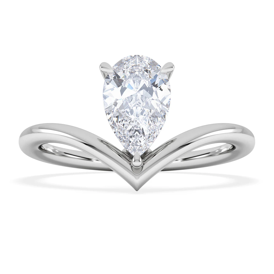 Vela 1.00ct Pear Cut Lab Diamond Solitaire Engagement Ring in Platinum