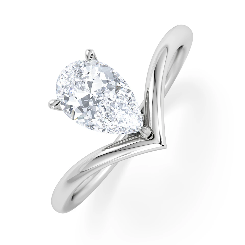 Vela 1.00ct Pear Cut Lab Diamond Solitaire Engagement Ring in Platinum