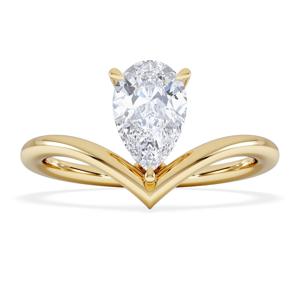 Vela 1.00ct Pear Cut Lab Diamond Solitaire Engagement Ring in 18K Yellow Gold