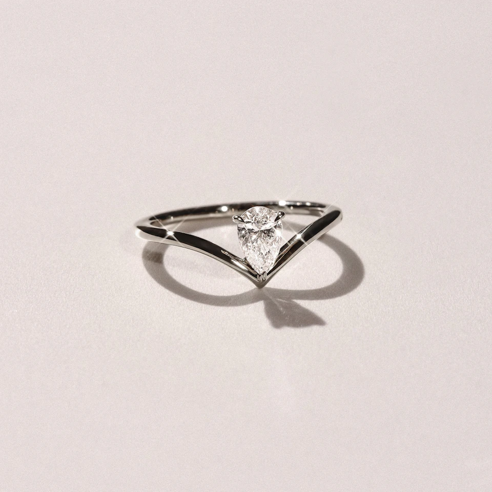 Vela 0.50ct Pear Cut Lab Diamond Solitaire Engagement Ring in Platinum