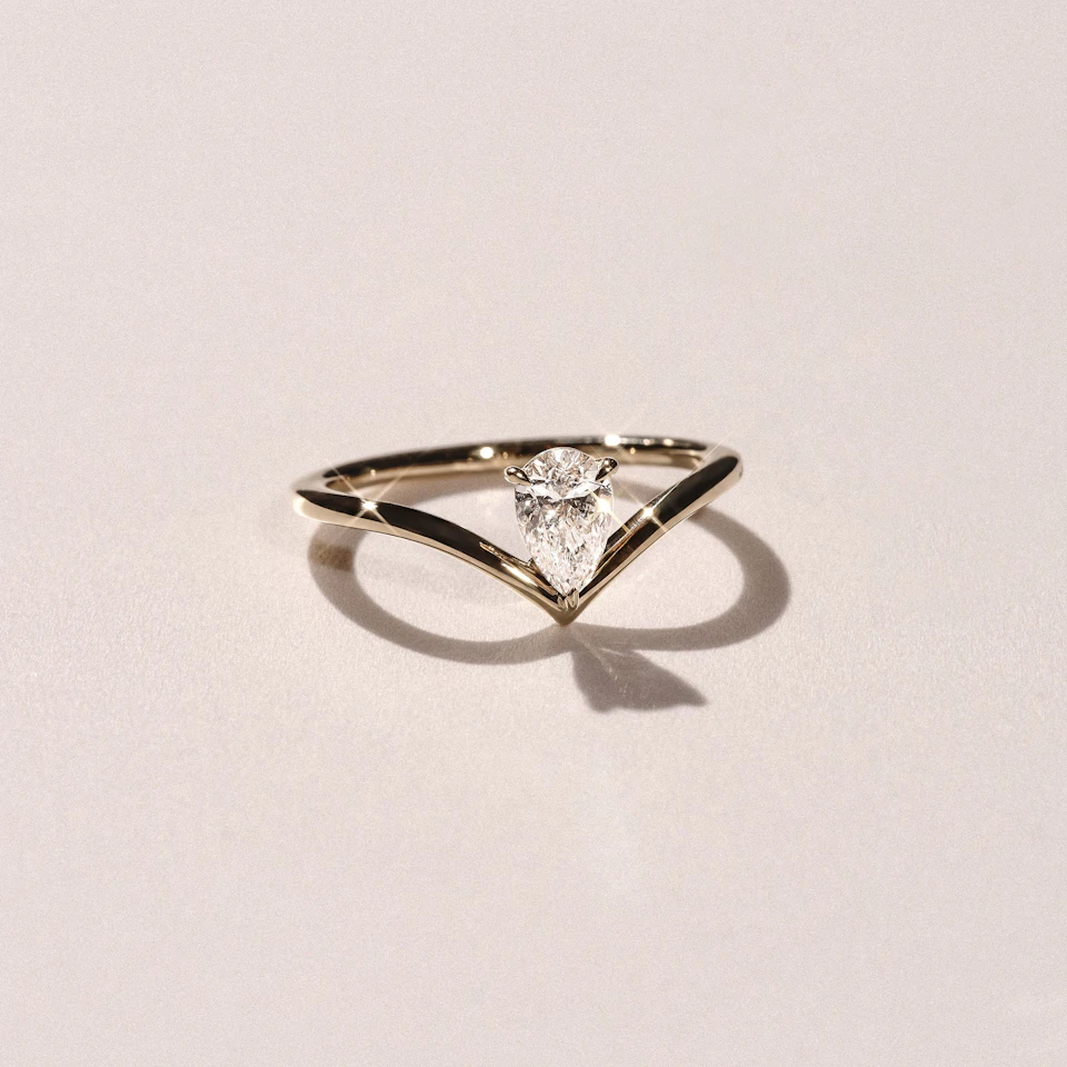 Vela 0.50ct Pear Cut Lab Diamond Solitaire Engagement Ring in 18K Yellow Gold
