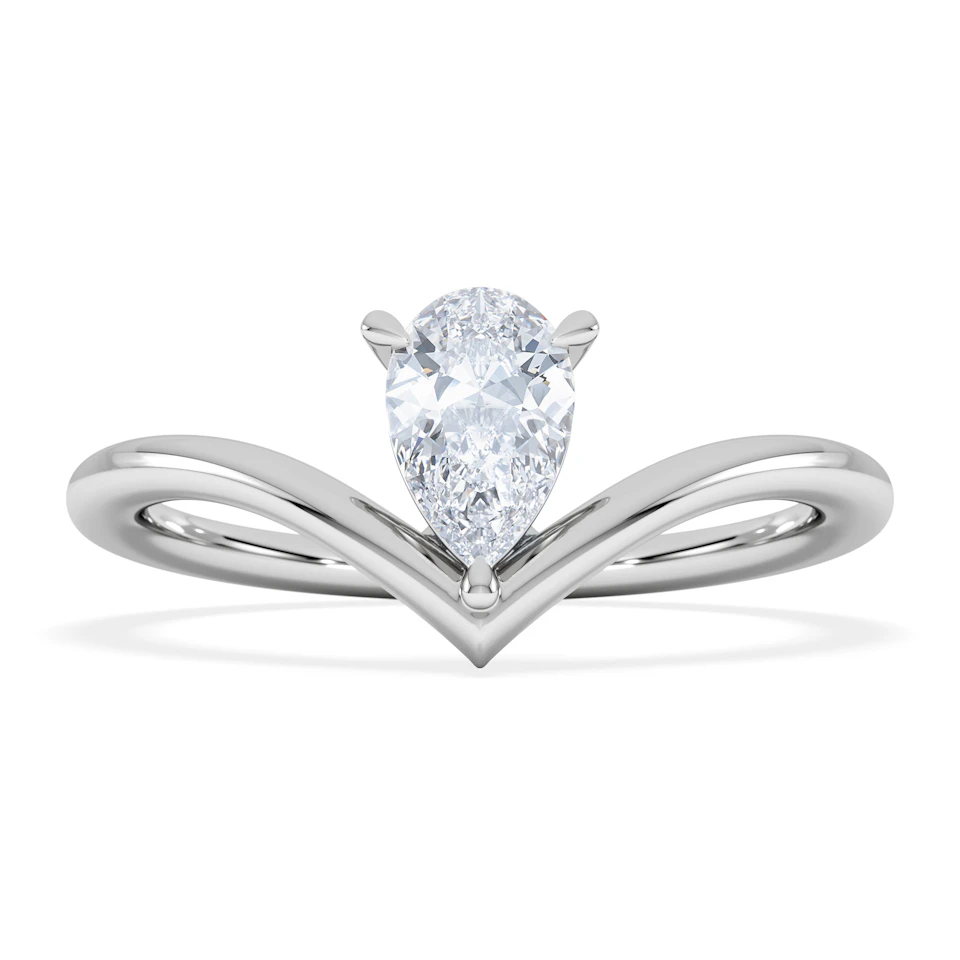 Vela 0.50ct Pear Cut Lab Diamond Solitaire Engagement Ring in Platinum