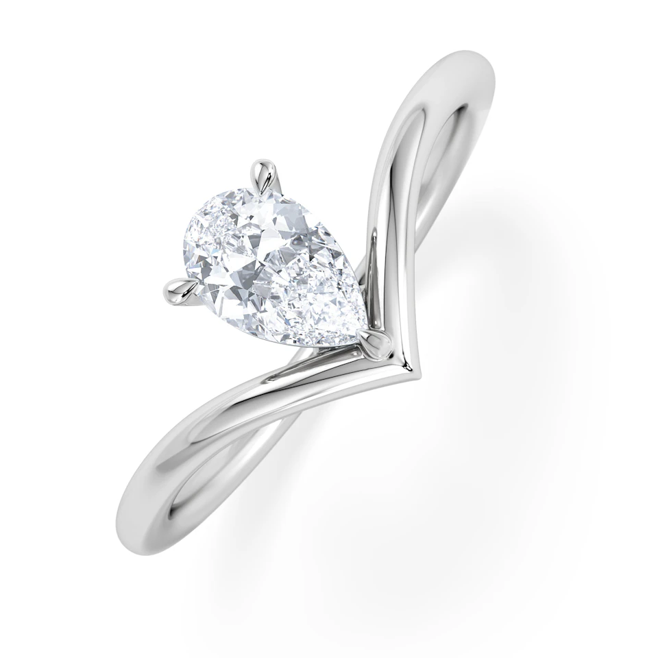 Vela 0.50ct Pear Cut Lab Diamond Solitaire Engagement Ring in Platinum