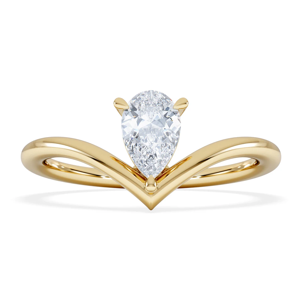 Vela 0.50ct Pear Cut Lab Diamond Solitaire Engagement Ring in 18K Yellow Gold